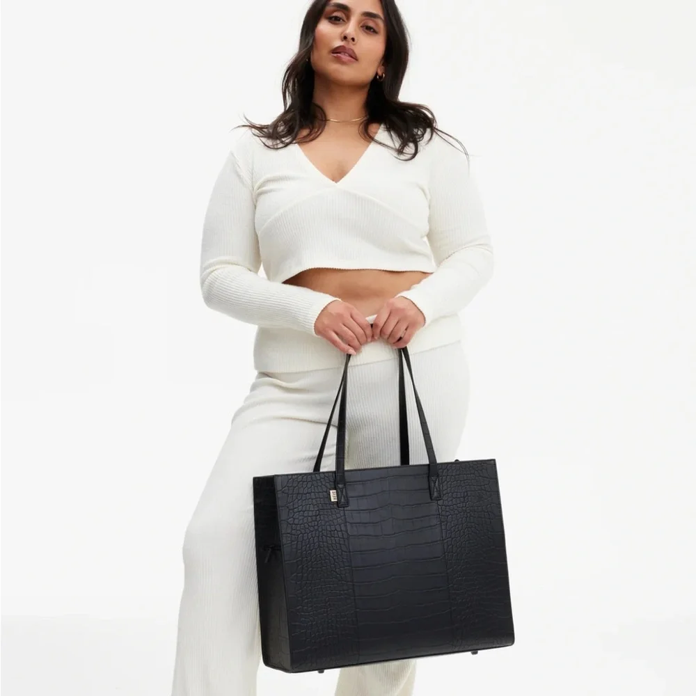 Beis - The Large Work Tote 
in Black Croc Purse - Picture 7 of 9